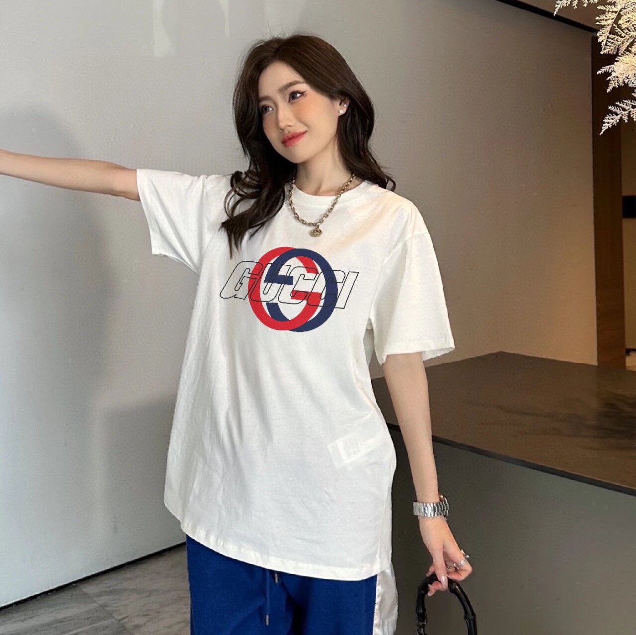 구찌 버클 더블 G 프린팅 티셔츠