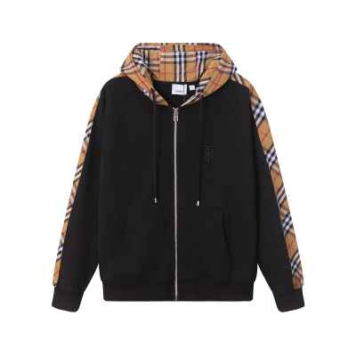 BURBERRY 체크 후드 코튼 후디
