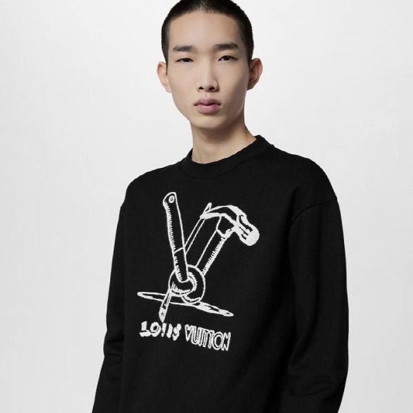 루* 23FW 엠브로이더드 두들스 모티프 맨투맨 - 수입 