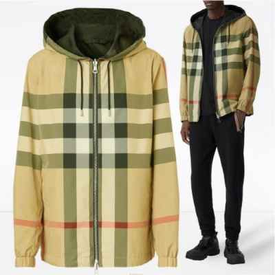 스트레턴체크 후드 자켓 아카이베이지(양면)